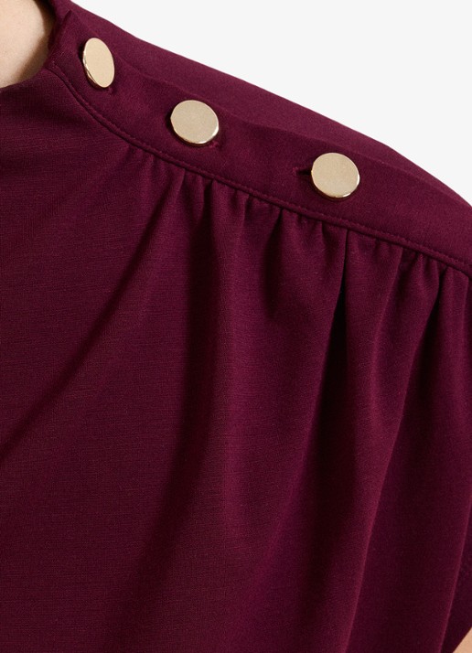 Phase Eight Paige top met gedrapeerd detail - detail 4 aubergine