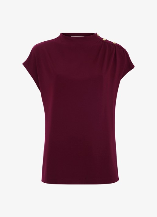 Phase Eight Paige top met gedrapeerd detail - voorkant 7 aubergine