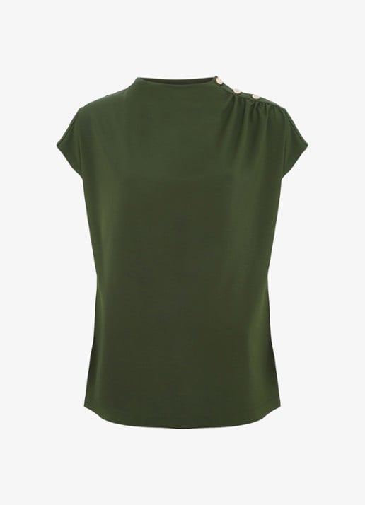 Phase Eight Paige top met geplooid detail - voorkant 6 olijfgroen