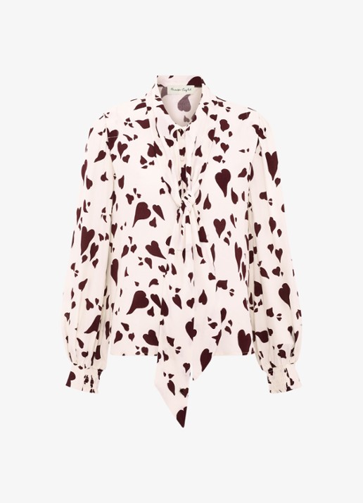 Phase Eight Paloma blouse met sjaalkraag en pofmouwen - voorkant 6 wit