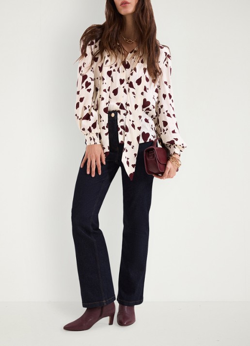 Phase Eight Paloma blouse met sjaalkraag en pofmouwen - voorkant 7 wit