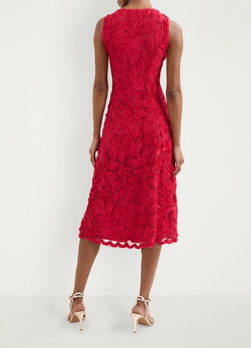 Phase Eight Paloma midi jurk met bloemborduring - achterkant 5 rood