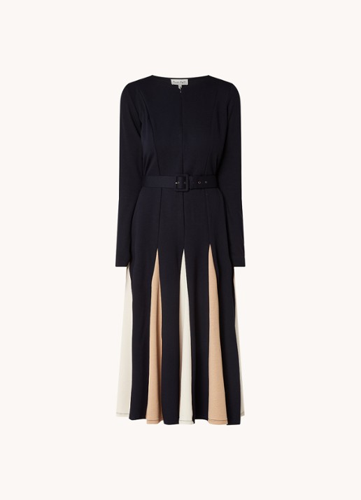 Phase Eight Paula midi jurk met ceintuur - voorkant 5 donkerblauw