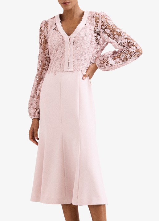 Phase Eight Petite Ayumi midi jurk met vest van broderie