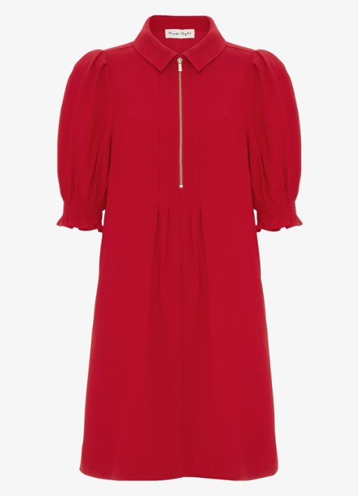 Phase Eight Petite Candice mini jurk met plooidetail - voorkant rood
