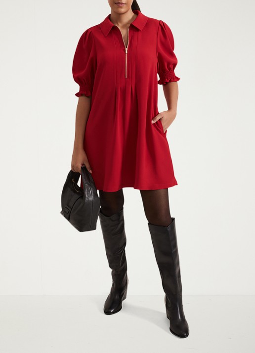 Phase Eight Petite Candice mini jurk met plooidetail - voorkant 2 rood