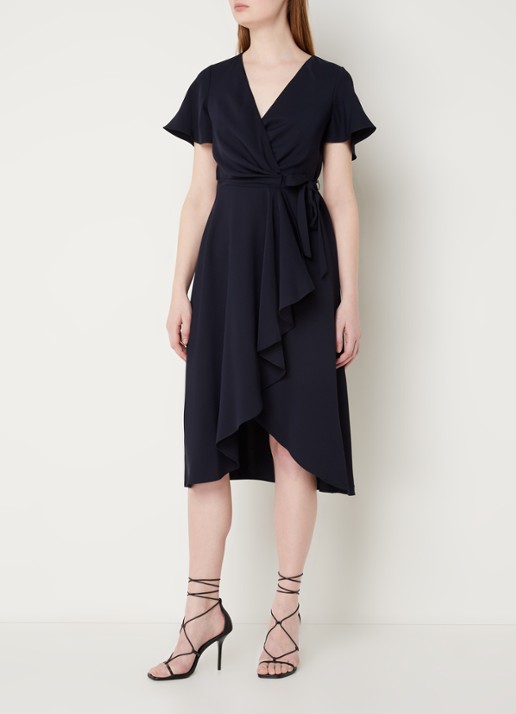 Phase Eight Petite Julissa midi wikkeljurk met volant en vlindermouw