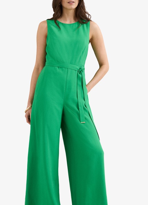 Phase Eight Petite Marta loose fit jumpsuit met strikceintuur - detail 4 groen