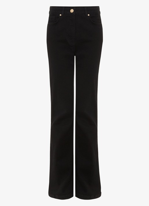 Phase Eight Petite Olivia high waist flared fit jeans met gekleurde wassing - voorkant 2 zwart