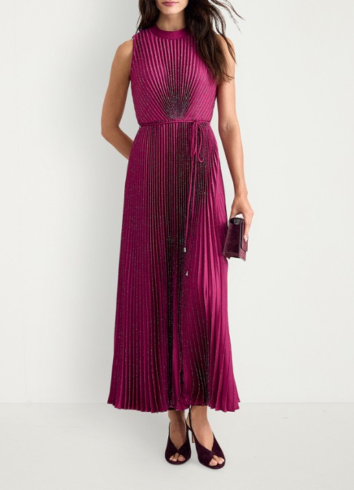 Phase Eight Petite Simara maxi jurk met strass en plooien - voorkant 8 fuchsia