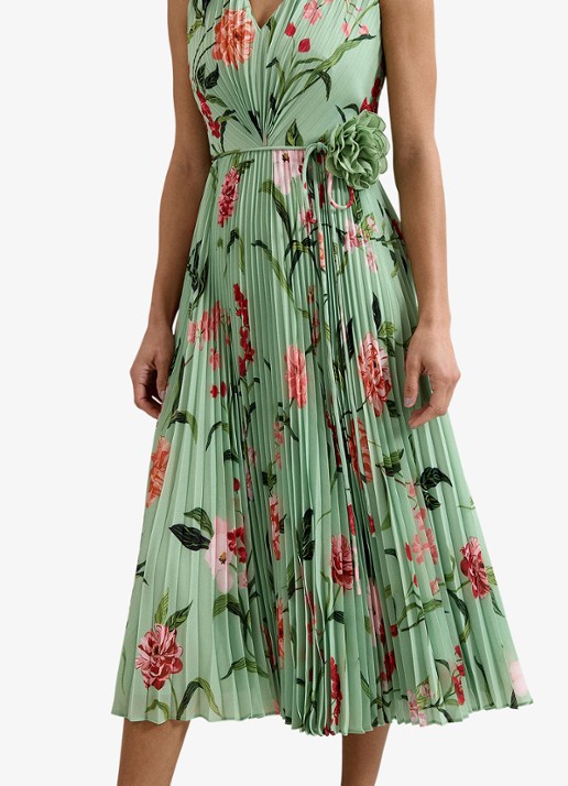 Phase Eight Petite Simara midi jurk met bloemenprint - detail 7 lindegroen