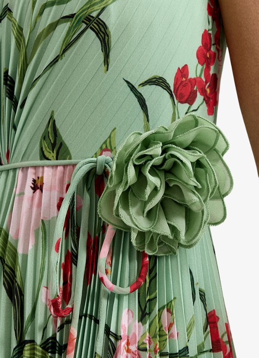 Phase Eight Petite Simara midi jurk met bloemenprint - detail 8 lindegroen