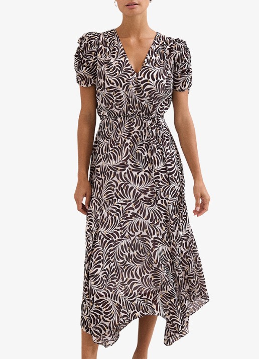 Phase Eight Petite Verity midi jurk met pofmouwen