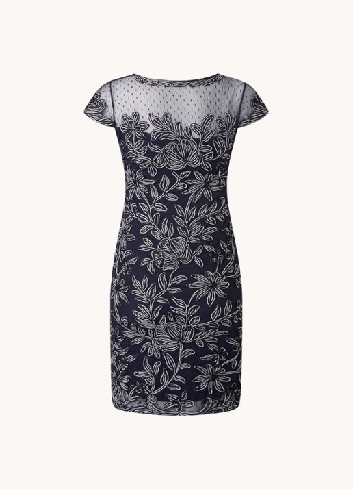 Phase Eight Petite Zila mini jurk met tapework  - achterkant 2 donkerblauw