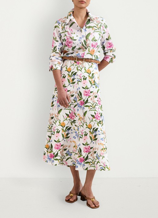 Phase Eight Piper midi rok met bloemenprint - voorkant 2 ivory