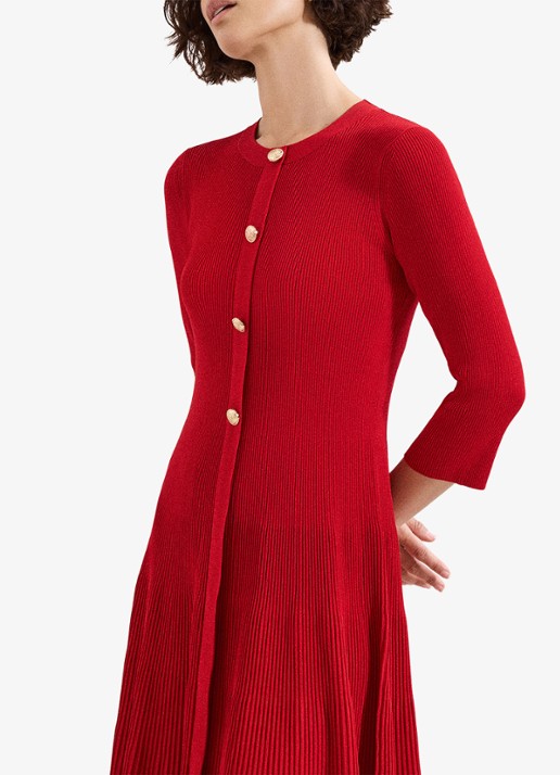 Phase Eight Rachel mini jurk met plooien - detail 3 koraalrood