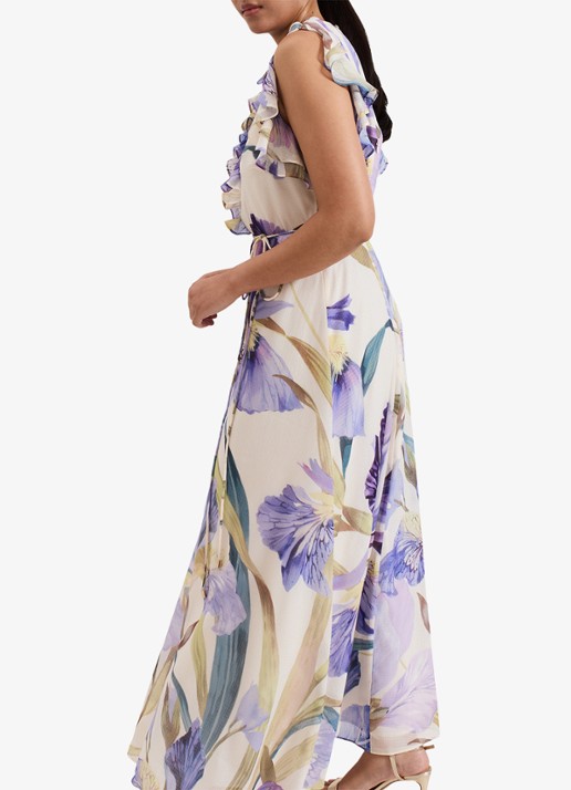 Phase Eight Rachel mouwloze maxi jurk met volant - detail 5 lavendel