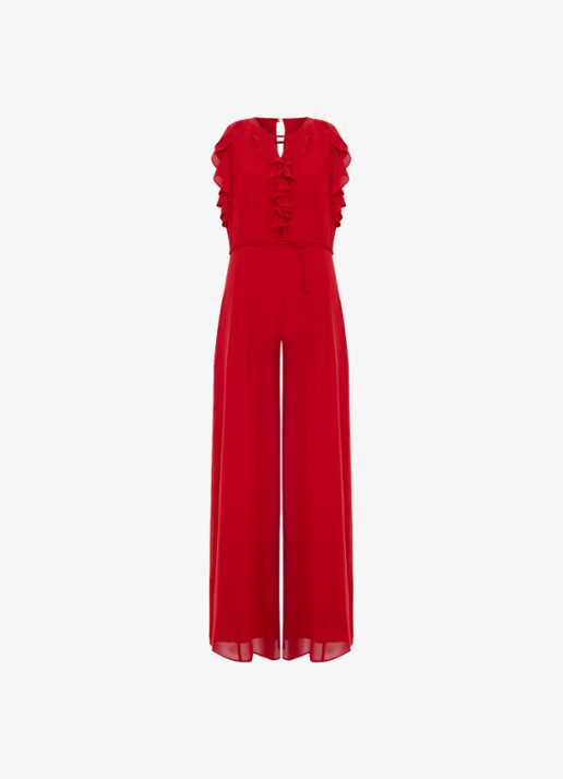 Phase Eight Rachel wide fit jumpsuit met ruches - voorkant vuurrood