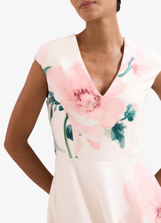 Phase Eight Rakhi Scuba Floral midi jurk met print - detail 2 oudroze