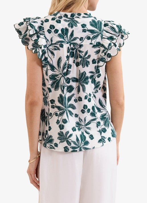 Phase Eight Rena blouse met bloemenprint - achterkant 3 donkergroen