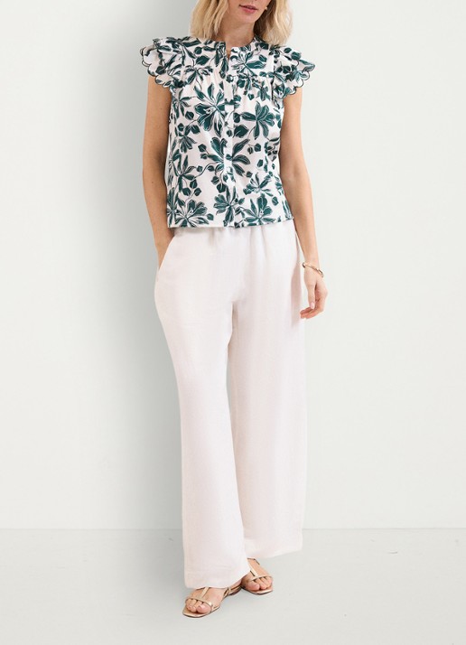 Phase Eight Rena blouse met bloemenprint - voorkant 2 donkergroen