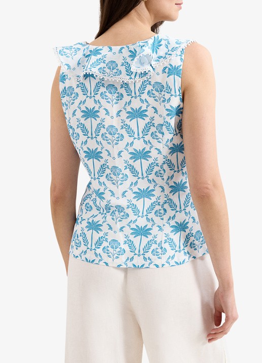 Phase Eight Rhonda blouse met bloemenprint - achterkant 6 lichtblauw