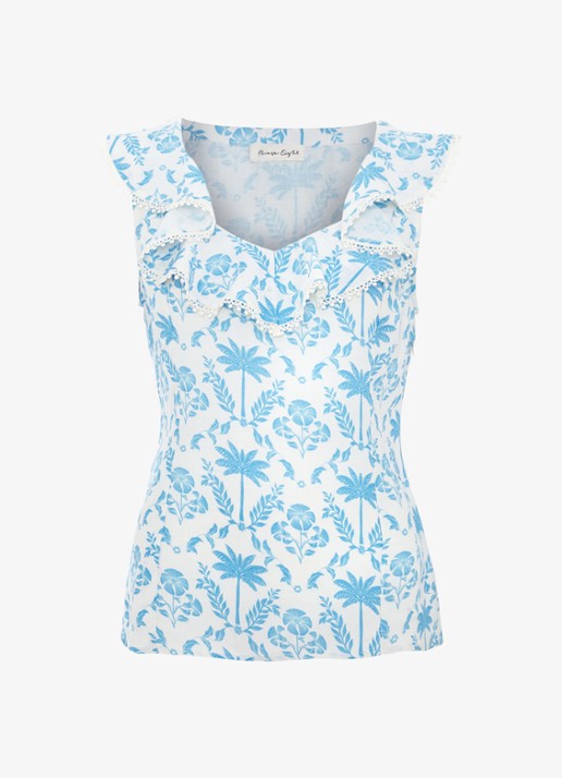 Phase Eight Rhonda blouse met bloemenprint - voorkant 4 lichtblauw