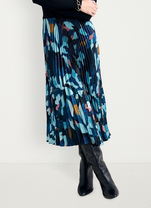 Phase Eight Riley fijngebreide midi jurk met bloememprint en plooien - detail 6 multicolor