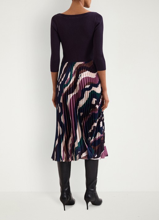 Phase Eight Riley midi jurk met grafische print - achterkant aubergine