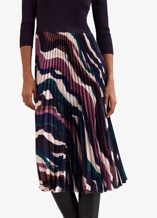 Phase Eight Riley midi jurk met grafische print - detail 6 aubergine