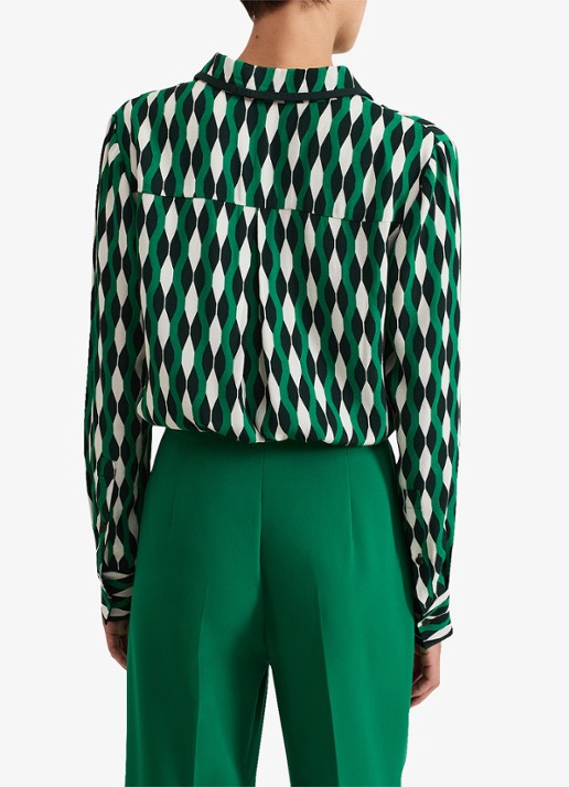 Phase Eight Rita blouse met grafische print - achterkant donkergroen