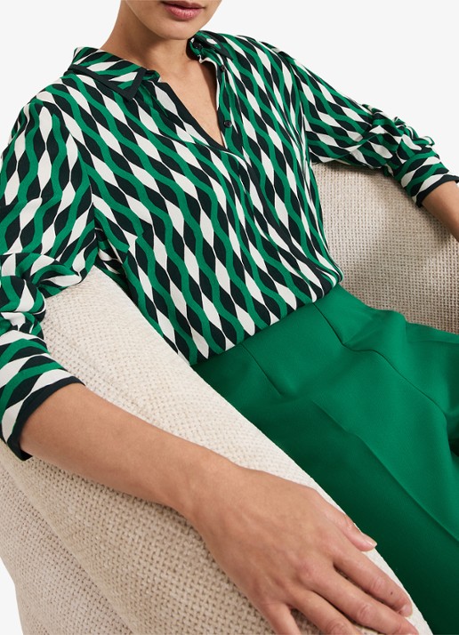 Phase Eight Rita blouse met grafische print - detail 5 donkergroen