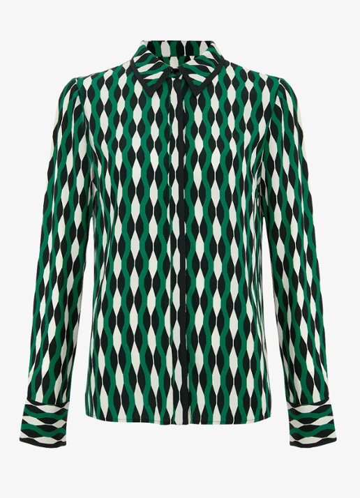 Phase Eight Rita blouse met grafische print - voorkant 7 donkergroen