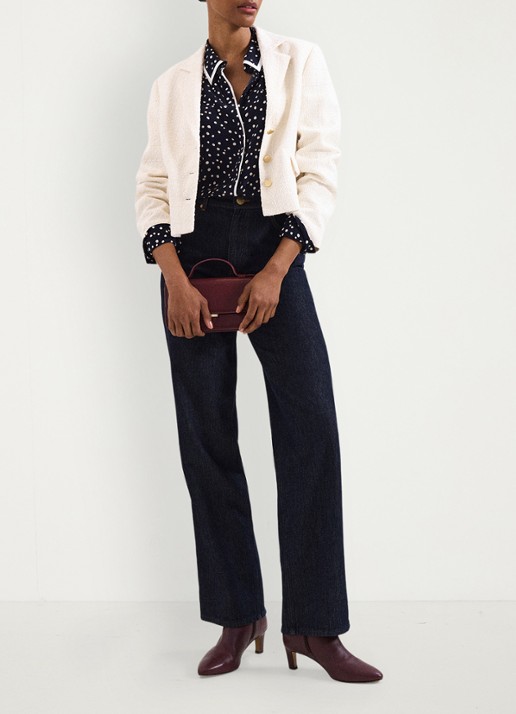 Phase Eight Rita blouse met stippenprint - detail 6 donkerblauw