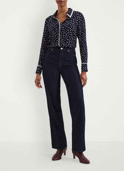 Phase Eight Rita blouse met stippenprint - voorkant 2 donkerblauw