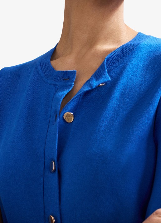 Phase Eight Robin fijngebreid vest met ronde hals - detail 6 blauw