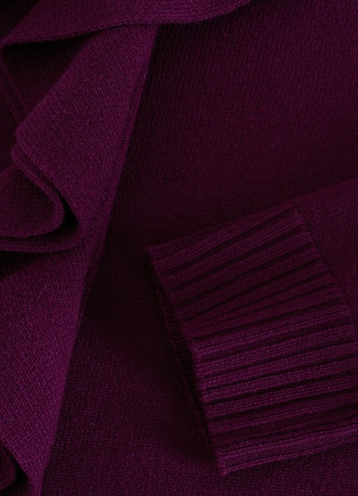 Phase Eight Robyn fijngebreide trui met volant - detail 5 aubergine