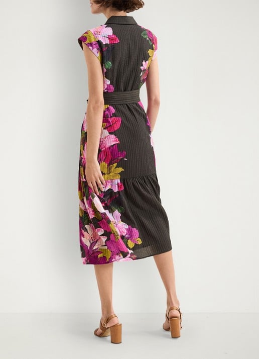 Phase Eight Robyn midi jurk met bloemenprint - achterkant bronsgroen