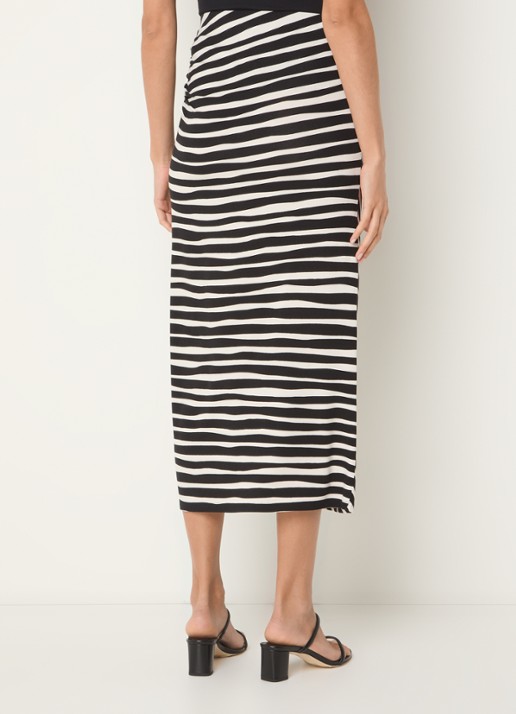 Phase Eight Rory midi rok met streepprint en split - achterkant 2 zwart