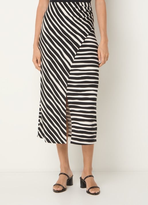 Phase Eight Rory midi rok met streepprint en split