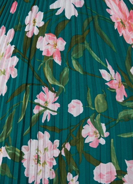 Phase Eight Rosa maxi tuniekjurk met bloemenprint en plissé  - detail 5 donkergroen