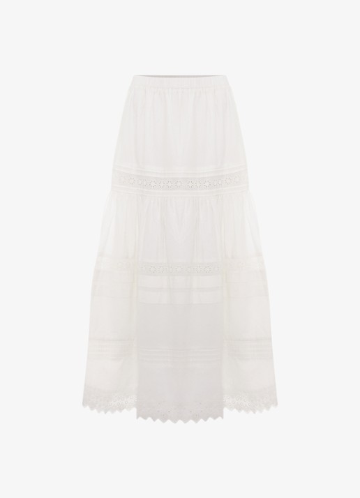 Phase Eight Rosa midi jurk met opengewerkt dessin - voorkant white