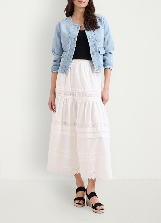 Phase Eight Rosa midi jurk met opengewerkt dessin - voorkant 2 white