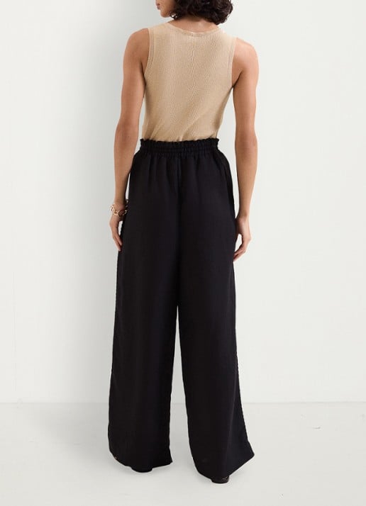 Phase Eight Rowan high waist loose fit palazzobroek in linnenblend - achterkant zwart