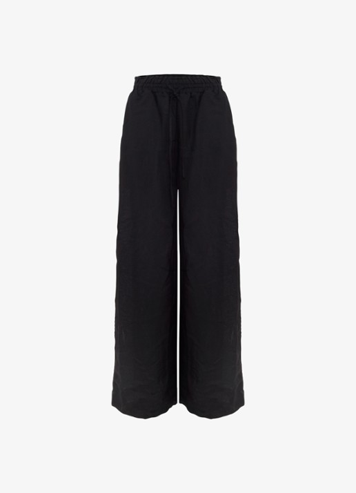 Phase Eight Rowan high waist palazzo broek in linnenblend met steekzakken - voorkant 6 zwart