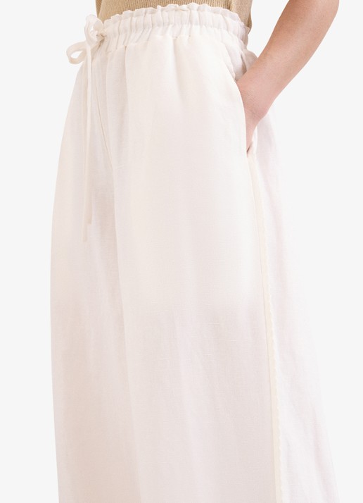 Phase Eight Rowan high waist wide fit broek in linnenblend - detail 3 white
