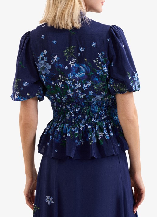 Phase Eight Safa tuniek met bloemenprint - achterkant donkerblauw