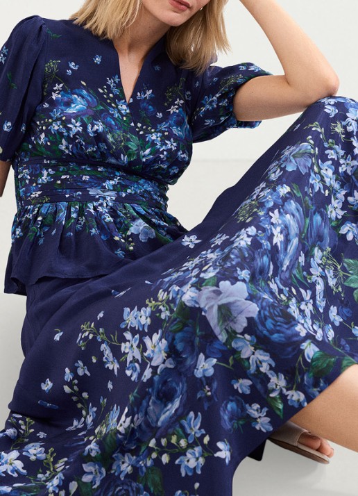 Phase Eight Safa tuniek met bloemenprint - detail 6 donkerblauw
