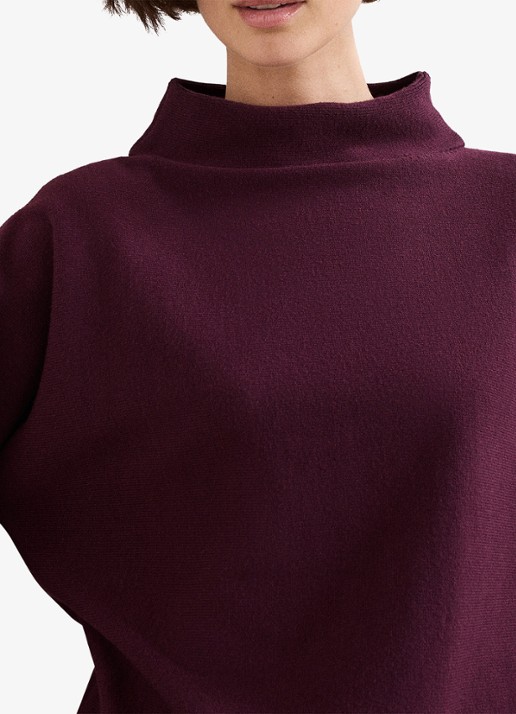 Phase Eight Salima fijngebreide trui met col - detail 4 bordeauxrood
