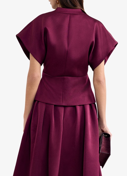 Phase Eight Sally getailleerde blazer van satijn - achterkant 8 bordeauxrood